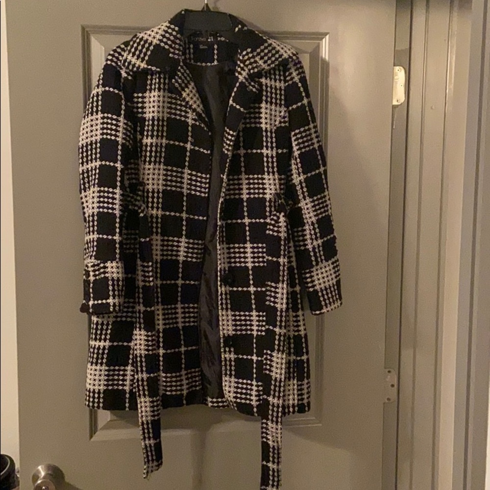 Black and white tweed coat
